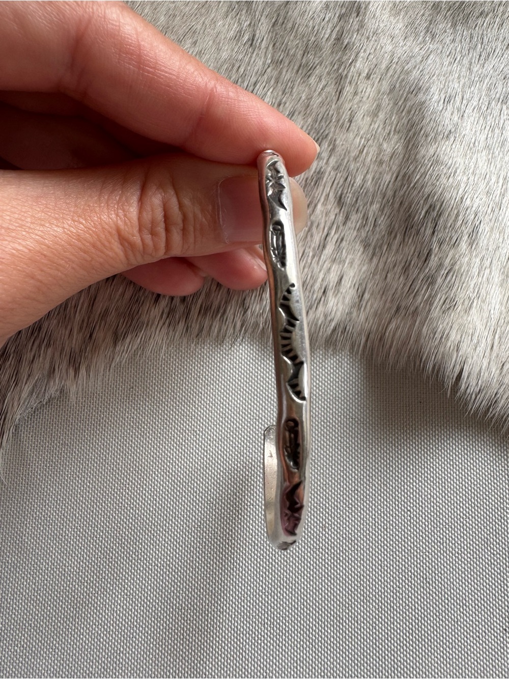 Native American Sterling Silver Stamped Bracelet